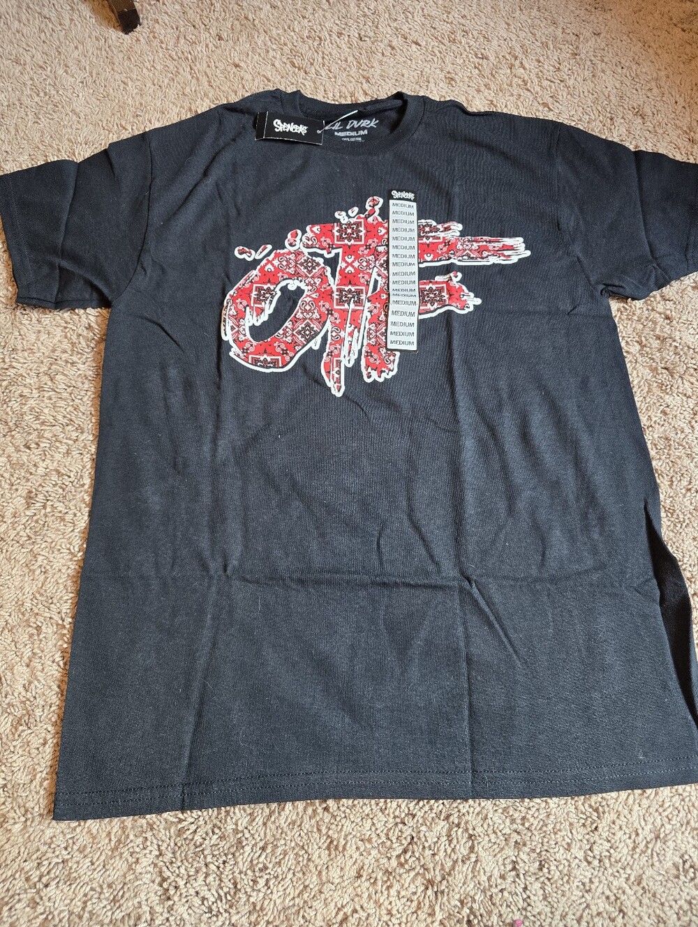 Lil Durk OTF Only The Family Red Paisley Graphic Shirt Spencer's Medium NWT
